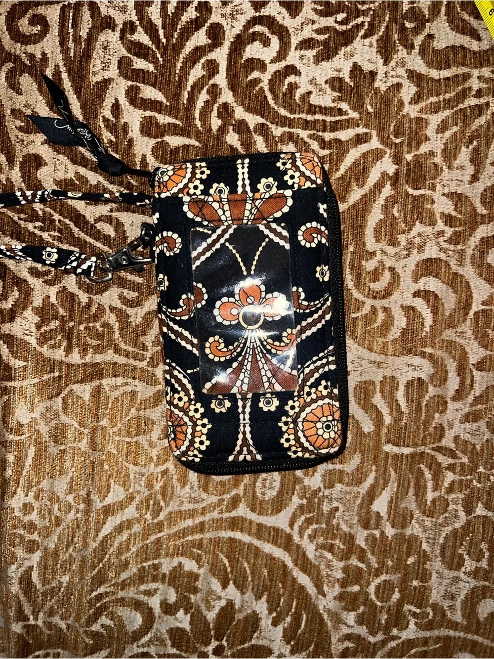 Vera Bradley Black, Brown & Cream Quilted Floral Wristlet